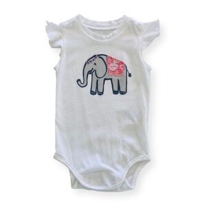 OshKosh Girl Baby Girls’ Elephant Ruffle Sleeve Onesie Size 6 Months